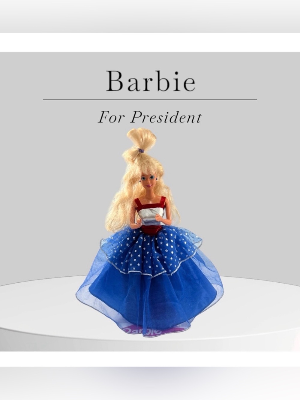 Vintage Barbie for President Doll in Red Silver & Blue Gown Collector Doll 1992